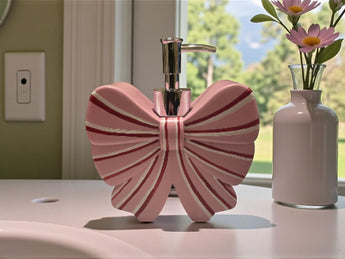 New Christmas Red PINK White Stripped Peppermint Bow Soap Dispenser Decoration