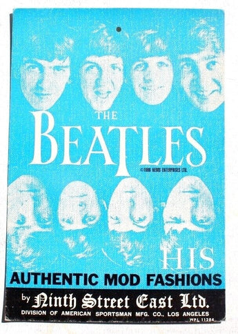 Vintage 1966 THE BEATLES HIS Authentic MOD FASHIONS Clothing Tag Ninth Street
