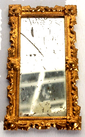 Antique German Ornate Victorian Gold Ormolu Miniature Dollhouse Mirror