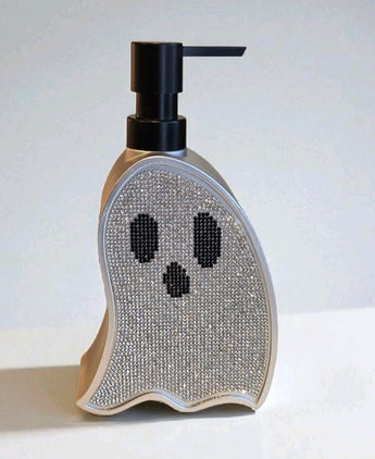 New Silver Rhinestone Bling Ghost Halloween Soap Dispenser Spooky Decoration