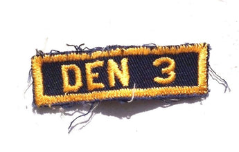 Vtg 1950s BLUE FELT Boy Scout Cub Scout B.S.A. DEN 3 Uniform TROOP Patch / Badge