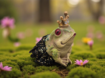 New Halloween Green Frog Toad W/ Princess Crown Home Holiday Decor Figurine