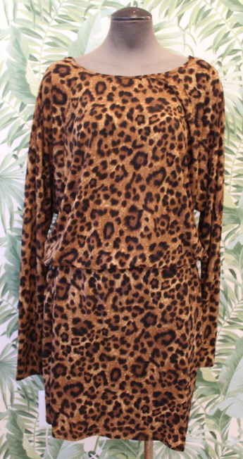 Michael Kors CHEETAH Print POLYESTER Casual Dress Women's Size Large