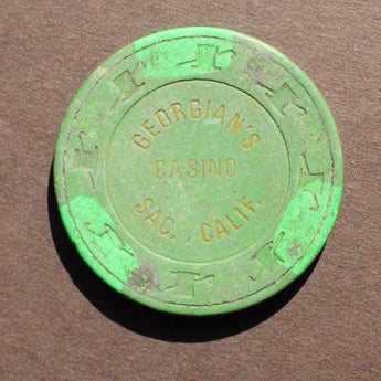Vtg Poker / Casino Clay Chip - GEORGIAN'S Sacramento CA ($.50) 50 Cents