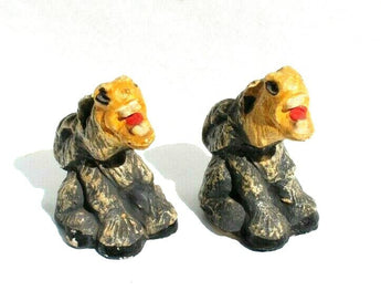 Vintage Chalkware Head Up Braying Donkey Heads Salt and Pepper Shaker Set