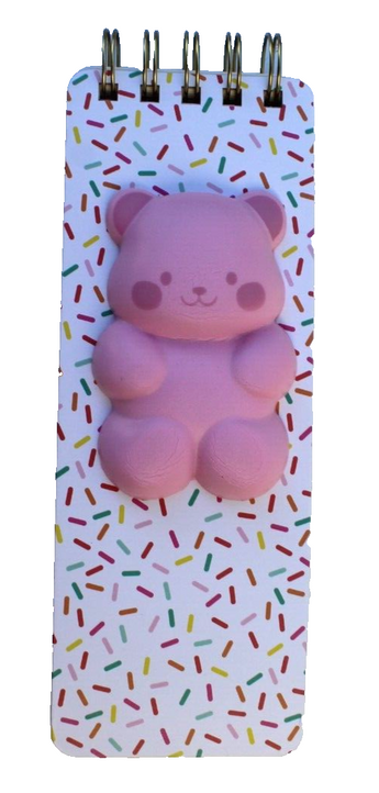 New Pink Long Lined Ocs Designs Spiral Notebook W/ Squishy Bear Gift Birthday