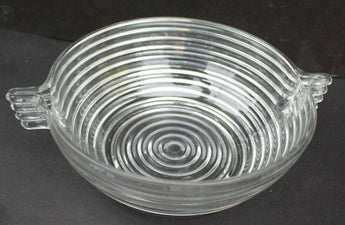 Vtg MCM Anchor Hocking Manhattan Glass Serving Bowl Ribbed Depression Glass 7”