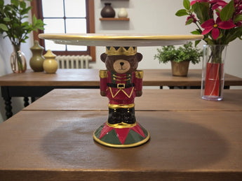 New Ceramic Christmas Bear Soilder Dessert / Cake & Cupcake Pastry Stand Tray