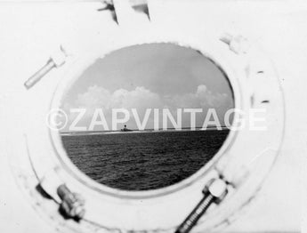 Vtg WWII USA Military Navy Boat Looking Out Bulls Eye Window Photo Image #1800