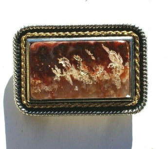Vtg Hand Made South Western Belt Buckle (Agate Stone Geode Gemstone) #67