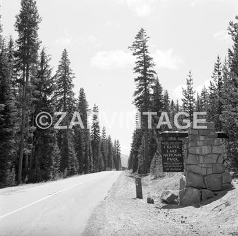Vtg 1957 Crater Lake National Park Entrance Sign Oregon Photo Image #1753