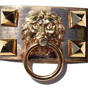 Vtg LION Head Face Door Knocker Hollywood Regency Glam Belt Buckle HARDWARE