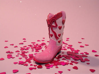 New Large Red & Pink Valentine Day Heart Love Cowgirl Boot Planter Flower Pot