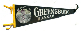 Vtg Large Greensburg Kansas Felt Flag Banner Souvenir Pennant Flag