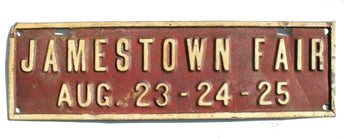 Vtg Antique Metal Jamestown Fair (Aug. 23-24-25) Fair ADVERTISEMENT Sign