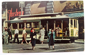 Vtg 1950-1960's CABLE CAR ON TURNTABLE San Francisco California POSTCARD