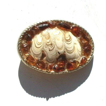 Vtg Western Cowboy Belt Buckle Jewelry (Agate Stone Geode Gemstone Crystal) #83