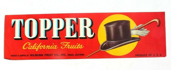 Vintage Topper (Top Hat) California Kilburn Fruit Crate Label Decal