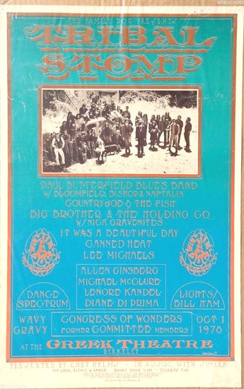 Vtg October 1 1978 Tribal Stomp (Family Dog) Greek Theater Concert Poster
