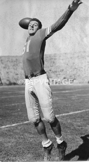 Vintage 1940s High School College Football Player Throwing Ball Photo #2740