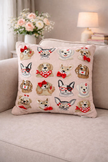 New Valentines Day Love Hearts Doggy Decorative Holiday Pillow 18"x18"