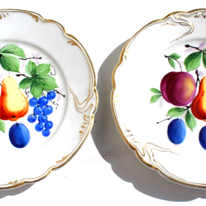 Vintage Antique JE Casual Victoria Salad Fruit Porcelain Plates Set Of 2