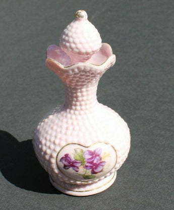 VTG Purple Porcelain HB Bubbled Flower Mini Table Top Creamer / Oil W/ Stopper