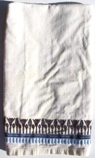 Vtg MCM Utica Fine Arts J.P. Stevens BLUE BROWN Floral LARGE Bath Towel