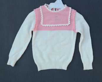 Vintage 1950's White / Pink Macy's Doll / Baby Play Clothes / Clothing Sweater