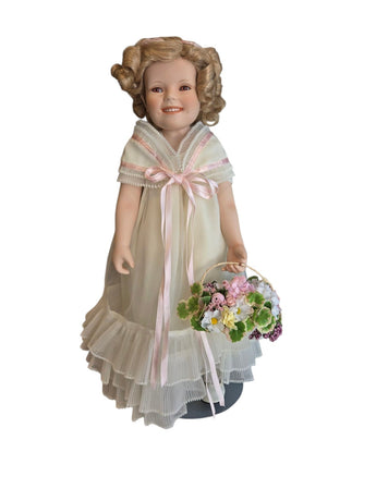 Porcelain Cloth Danbury Mint Elke Hutchens Shirley Temple Flower Girl Doll 18"