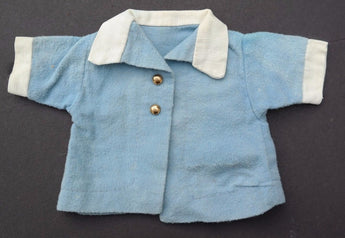 Vtg 1970 Soft Blue Button Jacket Doll Play Clothes / Clothing (23 Of 200)