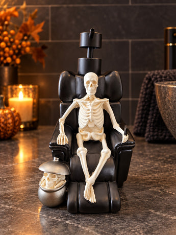 New Black Skeleton On Couch Watching T.V Halloween Soap Dispenser Spooky Kitchen