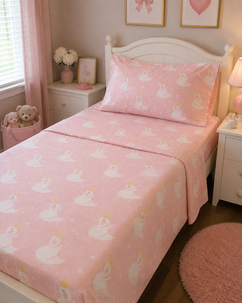 New Pink Baby Girl Princess Of The Swan Size Sheet Bedding Set Bed Room Twin