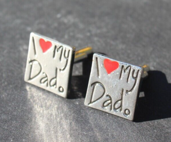 I Love My Dad Square Jewelry Cufflinks Enamel Alloy Cuff Link Mens Wedding Gift