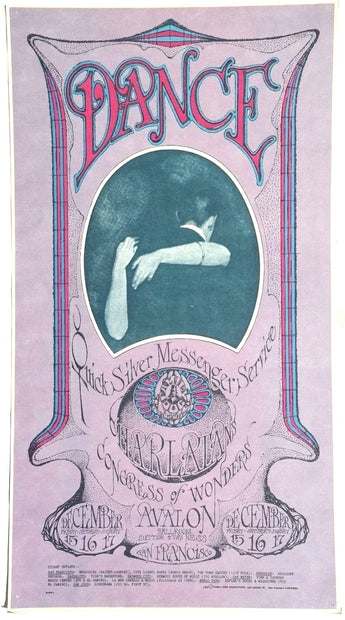 Vtg 1966 Dance Dance Quicksilver Messenger Service, Charlatans Concert Poster