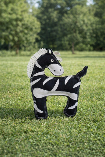 New Large Zebra Dog Chew Toy Tough Leather for Aggressive Chewers