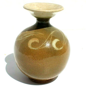 Vtg MCM CALIFORNIA CA Pottery CLAY Stoneware Art - Flower Vase Signed Farmer