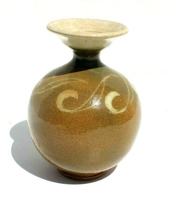 Vtg MCM CALIFORNIA CA Pottery CLAY Stoneware Art - Flower Vase Signed Farmer