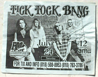 Vtg 1980s 1990s Punk Rock Hair Band Concert Flyer - Tick Rock Bang (FM Station)