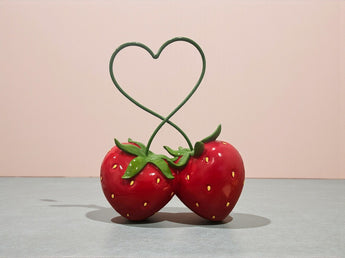 New Large Red / Green Summer Valentines 2 Twisted Strawberries Figure Room Decor