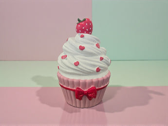 New Resin Pink / Red Valentines Strawberry Bow Cupcake Room Holiday Decor