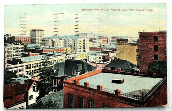 Vtg 1910 Postcard Los Angeles California CA Birds Eye View From Angeles Flight