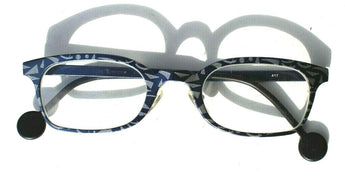 Vtg 1987 L.A. Eyeworks Eyeglasses Metal Blue Abstract Santo 486 Eye Glasses