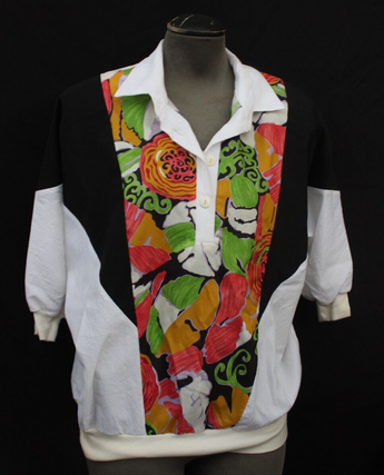 Vtg Retro 1980s 1990s Silver Threads Lightweight Floral Shirt W/ Shoulder Pads