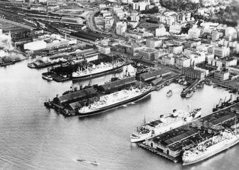 Vtg 1920's B&W Photo - Aerial View Auckland Harbour N.Z. New Zealand #831
