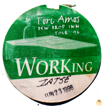 Vtg All Access Backstage Working CREW Pass VIP Sticker- 1996 Tori Amos Dew Drop