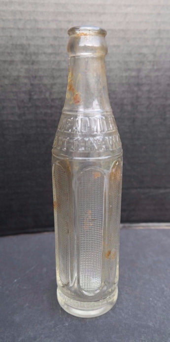 VINTAGE MEADVILLE Bottling Works 7 FL Oz Clear GLASS Bottle 9" Tall