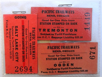 Vintage LOT Of 4 Old PACIFIC TRAILWAYS Train Station TRANSIT TICKET / PASSE