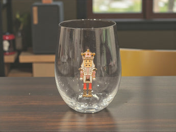 NEW Christmas Pink Rhinestone Nutcracker Cocktail Wine / Tumbler Drink Glass