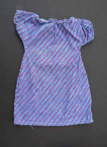 Vtg 1970's Large Blue & Red Cotton Dress Doll Clothes / Clothing